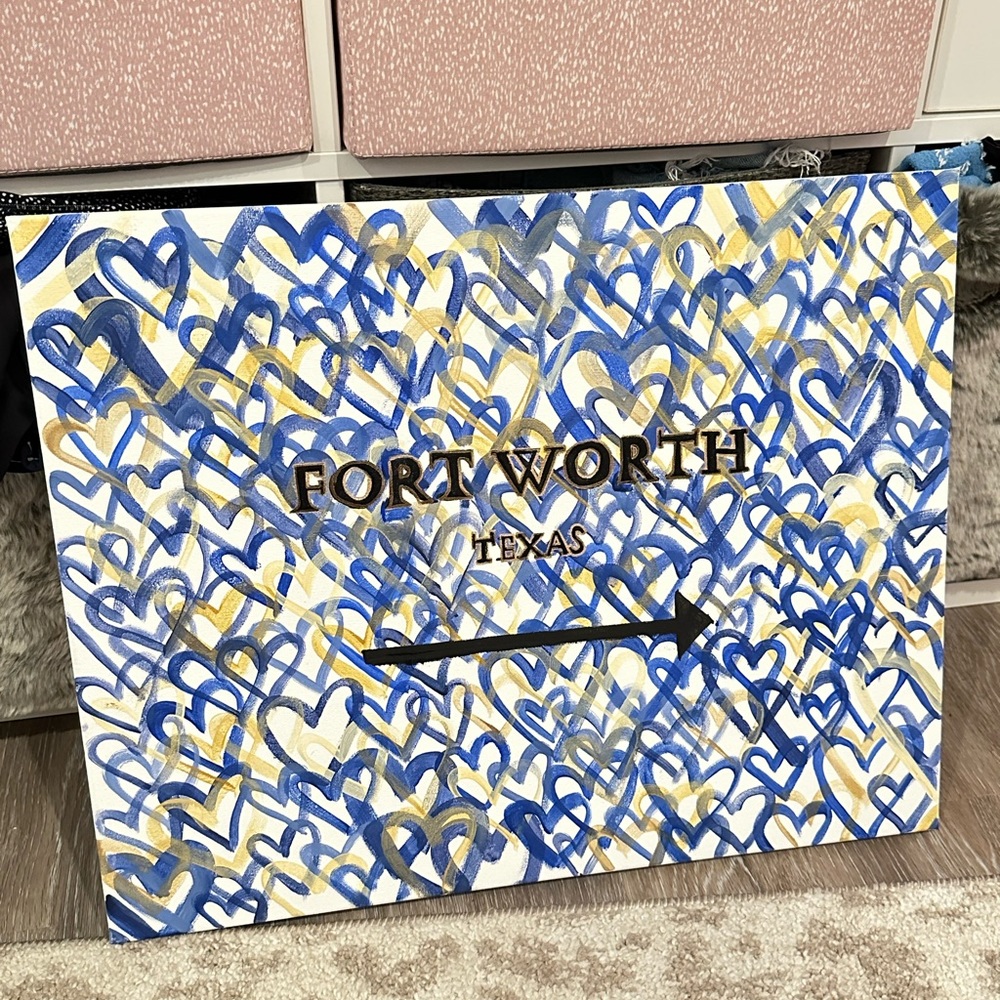 Preppy canvas heart painting